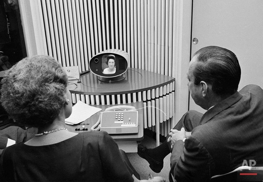 Mrs. Lyndon B. Johnson on screen, Dr. Elizabeth A. Wood and Mayor Robert F. Wagner of New York City, 06/25/1964