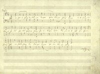 Joseph Haydn: Kaiserlied (Hob XXVIa:43). Reinschrift einer Klavierfassung mit der ersten Strophe. Vielleicht zwischen Oktober 1796 und Januar 1797. Quelle: Wikimedia Commons. Scan: Österreichische Nationalbibliothek.