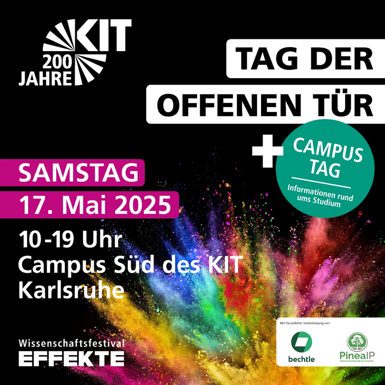 Open Day at KIT, Karlsruhe, May 17, 2025, with science festival "EFFEKTE."