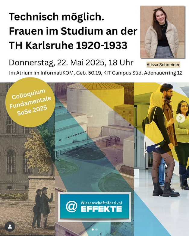 Veranstaltungsplakat über Frauen im Studium an der TH Karlsruhe, 1920-1933.